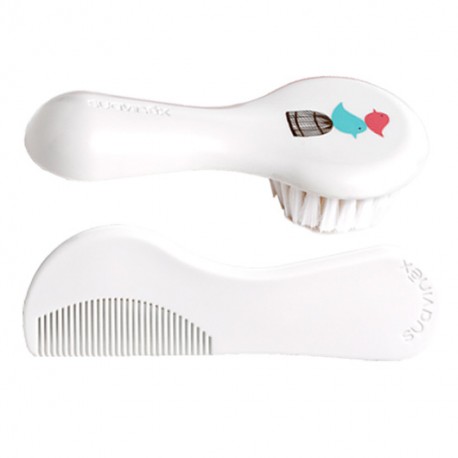 CEPILLO Y PEINE INFANTIL SOFT SUAVINEX BLANCO DECORADO