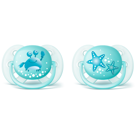 CHUPETE SILICONA PHILIPS AVENT VENTILADO 0- 6 M NIÑO DECORADO 2 CHUPETES