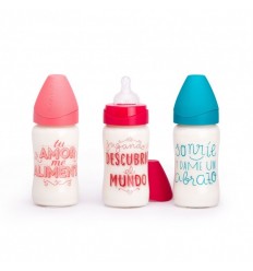 BIBERON VIDRIO BOCA ANCHA TETINA REDONDA SUAVINE 240 ML