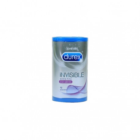 DUREX INVISIBLE EXTRA FINO EXTRA LUBRICADO PRESE 12 U