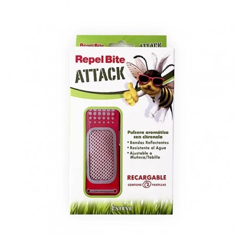 REPEL BITE ATTACK PULSERA AROMATICA CITRONELA 1 PULSERA 2 RECAMBIOS