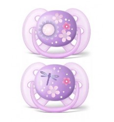 CHUPETE SILICONA PHILIPS AVENT ULTRASOFT DECORAD 6 - 18 M 2 U NIÑA