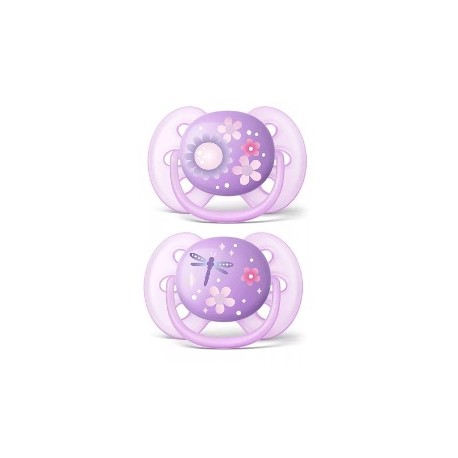 CHUPETE SILICONA PHILIPS AVENT ULTRASOFT DECORAD 6 - 18 M 2 U NIÑA