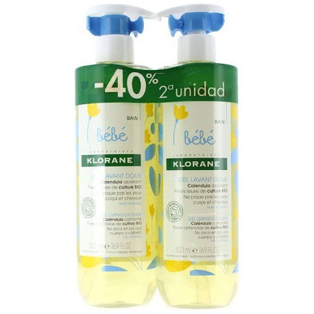 KLORANE BEBE PHYSICALENDULINA GEL ESPUMA SUAVE 500 ML 2 U