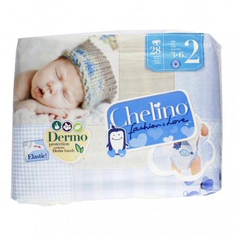 PAÑAL INFANTIL CHELINO FASHION & LOVE T- 2 (3 - 6 KG) 28 PAÑALES